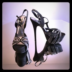 GLAM Rhinestone Strappy Platforms with High Heel